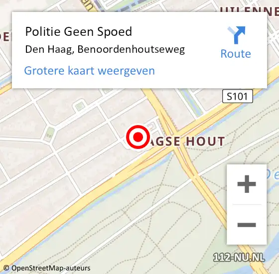 Locatie op kaart van de 112 melding: Politie Geen Spoed Naar Den Haag, Benoordenhoutseweg op 25 september 2024 21:46