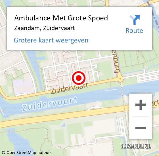 Locatie op kaart van de 112 melding: Ambulance Met Grote Spoed Naar Zaandam, Zuidervaart op 25 september 2024 22:08