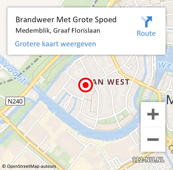 Locatie op kaart van de 112 melding: Brandweer Met Grote Spoed Naar Medemblik, Graaf Florislaan op 25 september 2024 22:28