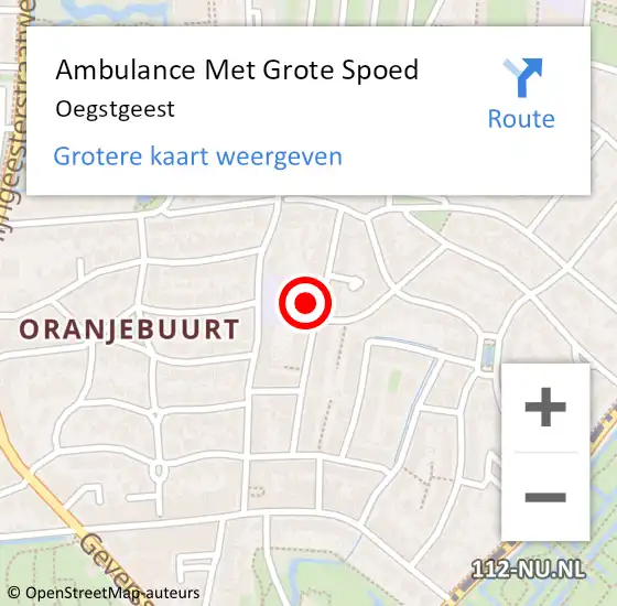 Locatie op kaart van de 112 melding: Ambulance Met Grote Spoed Naar Oegstgeest op 25 september 2024 22:41