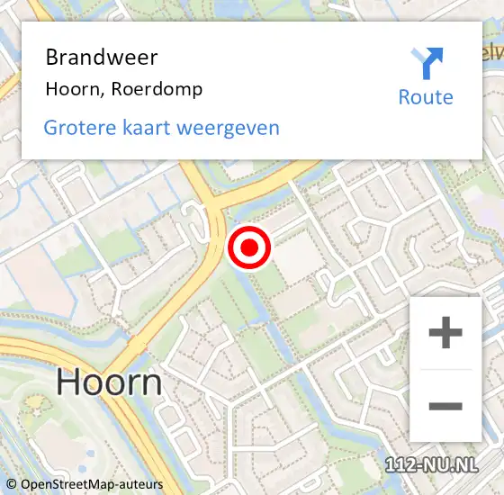 Locatie op kaart van de 112 melding: Brandweer Hoorn, Roerdomp op 25 september 2024 23:05