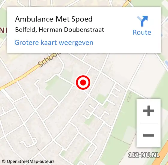 Locatie op kaart van de 112 melding: Ambulance Met Spoed Naar Belfeld, Herman Doubenstraat op 21 oktober 2014 11:57