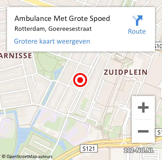 Locatie op kaart van de 112 melding: Ambulance Met Grote Spoed Naar Rotterdam, Goereesestraat op 25 september 2024 23:49