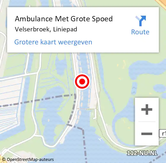 Locatie op kaart van de 112 melding: Ambulance Met Grote Spoed Naar Velserbroek, Liniepad op 26 september 2024 00:12