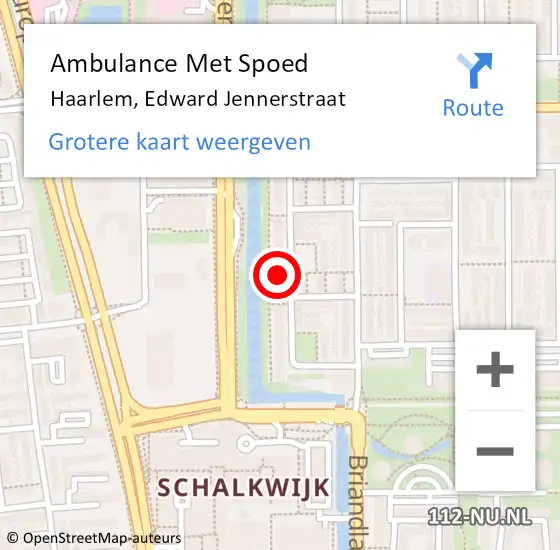 Locatie op kaart van de 112 melding: Ambulance Met Spoed Naar Haarlem, Edward Jennerstraat op 26 september 2024 00:38