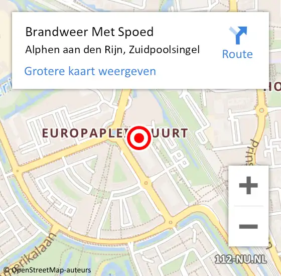 Locatie op kaart van de 112 melding: Brandweer Met Spoed Naar Alphen aan den Rijn, Zuidpoolsingel op 26 september 2024 00:49