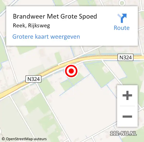 Locatie op kaart van de 112 melding: Brandweer Met Grote Spoed Naar Reek, Rijksweg op 26 september 2024 02:03