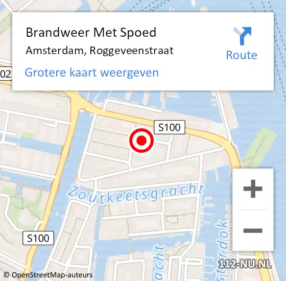 Locatie op kaart van de 112 melding: Brandweer Met Spoed Naar Amsterdam, Roggeveenstraat op 26 september 2024 02:31