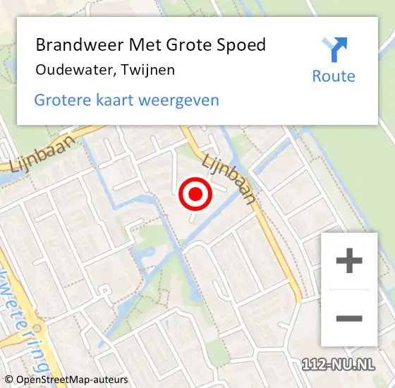 Locatie op kaart van de 112 melding: Brandweer Met Grote Spoed Naar Oudewater, Twijnen op 26 september 2024 02:51