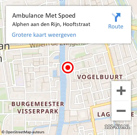 Locatie op kaart van de 112 melding: Ambulance Met Spoed Naar Alphen aan den Rijn, Hooftstraat op 26 september 2024 03:08