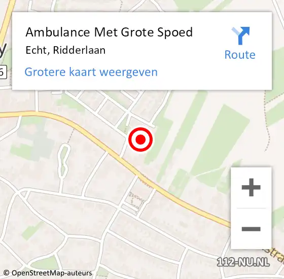 Locatie op kaart van de 112 melding: Ambulance Met Grote Spoed Naar Echt, Ridderlaan op 26 september 2024 03:21