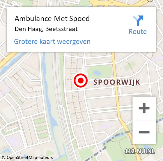 Locatie op kaart van de 112 melding: Ambulance Met Spoed Naar Den Haag, Beetsstraat op 26 september 2024 03:24