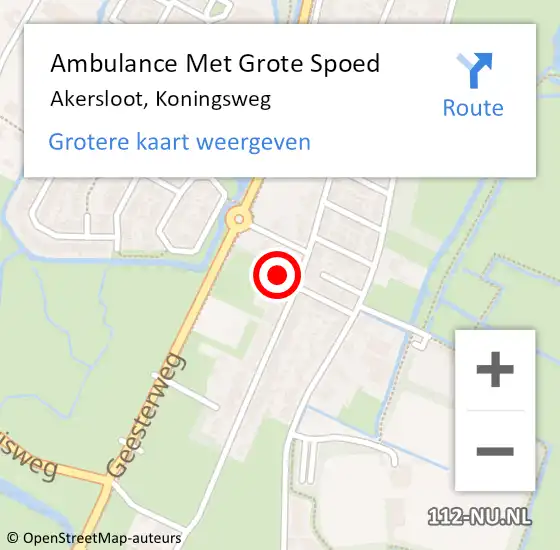 Locatie op kaart van de 112 melding: Ambulance Met Grote Spoed Naar Akersloot, Koningsweg op 26 september 2024 03:24