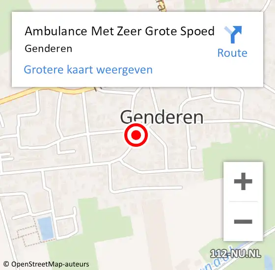 Locatie op kaart van de 112 melding: Ambulance Met Zeer Grote Spoed Naar Genderen op 26 september 2024 04:44