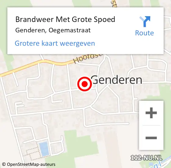 Locatie op kaart van de 112 melding: Brandweer Met Grote Spoed Naar Genderen, Oegemastraat op 26 september 2024 04:44