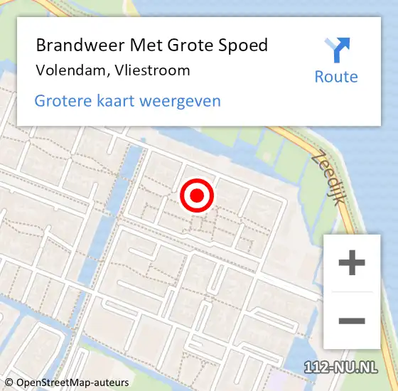 Locatie op kaart van de 112 melding: Brandweer Met Grote Spoed Naar Volendam, Vliestroom op 26 september 2024 05:00