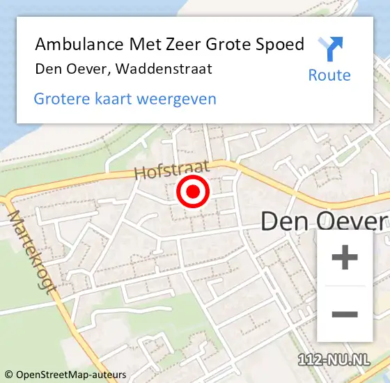 Locatie op kaart van de 112 melding: Ambulance Met Zeer Grote Spoed Naar Den Oever, Waddenstraat op 26 september 2024 06:04