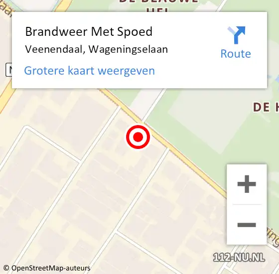 Locatie op kaart van de 112 melding: Brandweer Met Spoed Naar Veenendaal, Wageningselaan op 26 september 2024 06:11