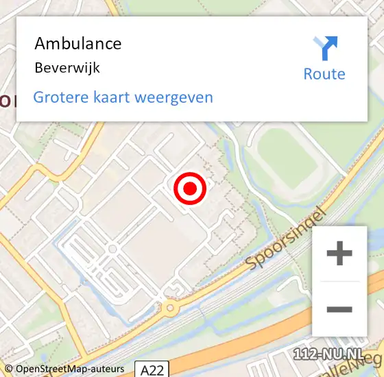 Locatie op kaart van de 112 melding: Ambulance Beverwijk op 26 september 2024 06:58