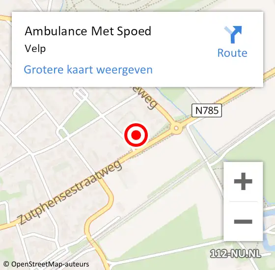 Locatie op kaart van de 112 melding: Ambulance Met Spoed Naar Velp op 26 september 2024 06:59