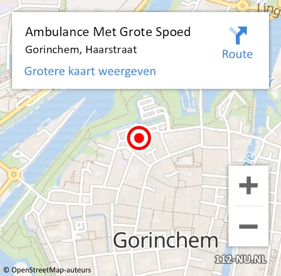 Locatie op kaart van de 112 melding: Ambulance Met Grote Spoed Naar Gorinchem, Haarstraat op 26 september 2024 07:41