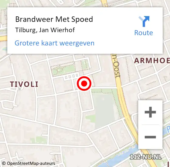 Locatie op kaart van de 112 melding: Brandweer Met Spoed Naar Tilburg, Jan Wierhof op 26 september 2024 07:56