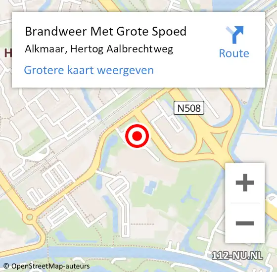 Locatie op kaart van de 112 melding: Brandweer Met Grote Spoed Naar Alkmaar, Hertog Aalbrechtweg op 26 september 2024 08:07