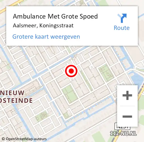 Locatie op kaart van de 112 melding: Ambulance Met Grote Spoed Naar Aalsmeer, Koningsstraat op 26 september 2024 08:21