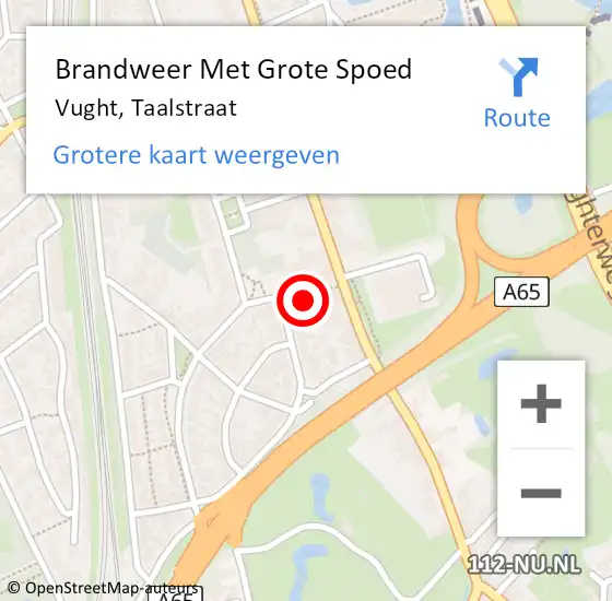 Locatie op kaart van de 112 melding: Brandweer Met Grote Spoed Naar Vught, Taalstraat op 26 september 2024 08:34