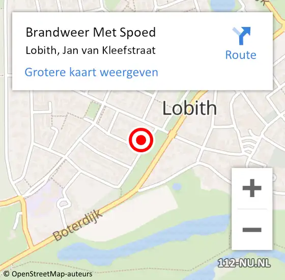 Locatie op kaart van de 112 melding: Brandweer Met Spoed Naar Lobith, Jan van Kleefstraat op 26 september 2024 08:46