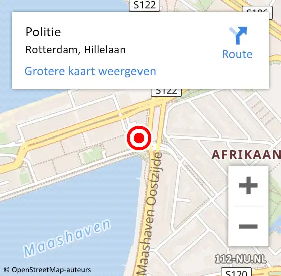 Locatie op kaart van de 112 melding: Politie Rotterdam, Hillelaan op 26 september 2024 08:56