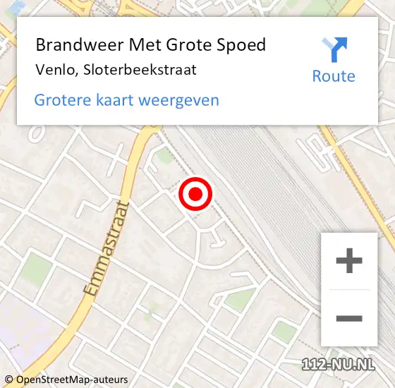 Locatie op kaart van de 112 melding: Brandweer Met Grote Spoed Naar Venlo, Sloterbeekstraat op 26 september 2024 08:58