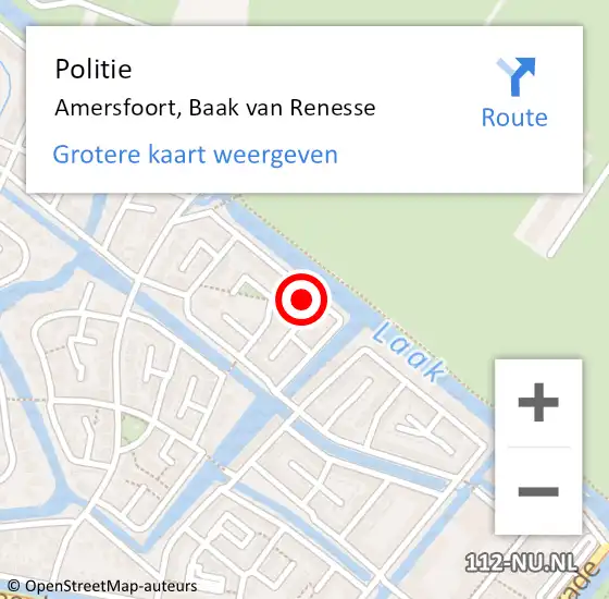 Locatie op kaart van de 112 melding: Politie Amersfoort, Baak van Renesse op 26 september 2024 09:03