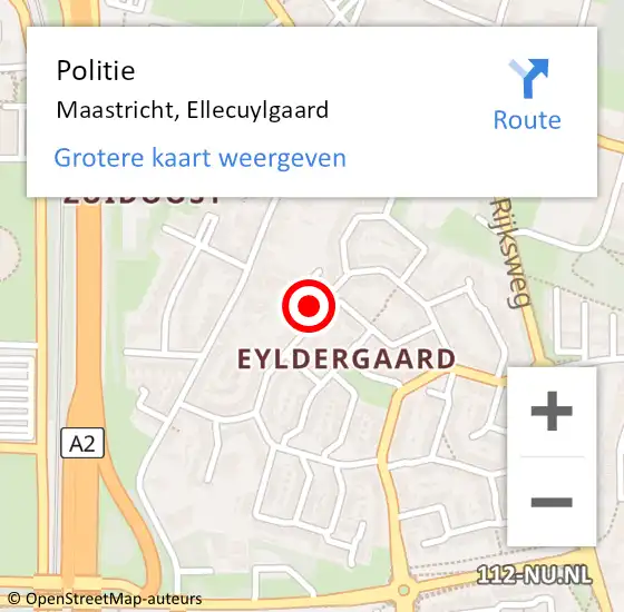 Locatie op kaart van de 112 melding: Politie Maastricht, Ellecuylgaard op 26 september 2024 09:09