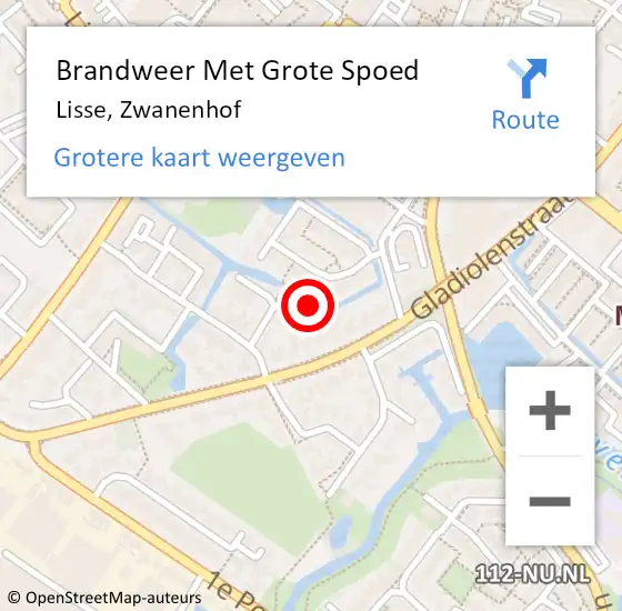 Locatie op kaart van de 112 melding: Brandweer Met Grote Spoed Naar Lisse, Zwanenhof op 26 september 2024 09:10