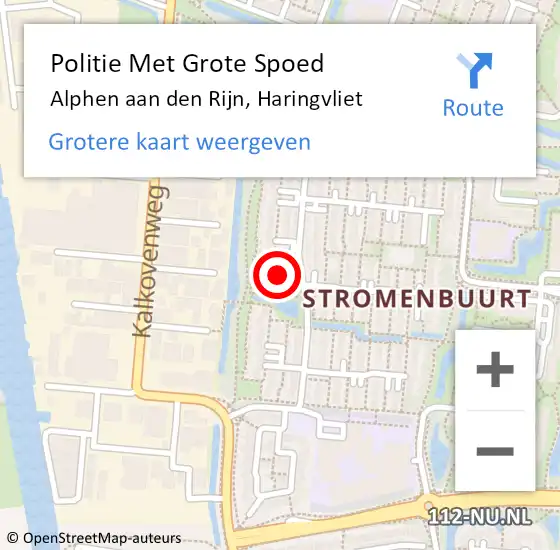 Locatie op kaart van de 112 melding: Politie Met Grote Spoed Naar Alphen aan den Rijn, Haringvliet op 26 september 2024 09:18