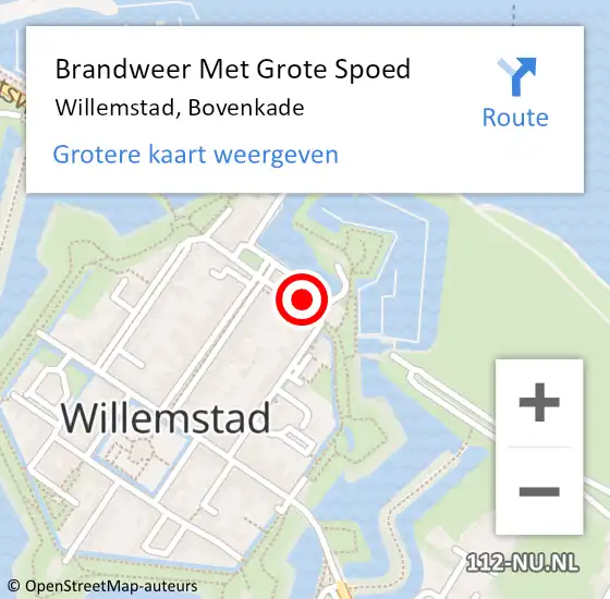 Locatie op kaart van de 112 melding: Brandweer Met Grote Spoed Naar Willemstad, Bovenkade op 26 september 2024 09:21