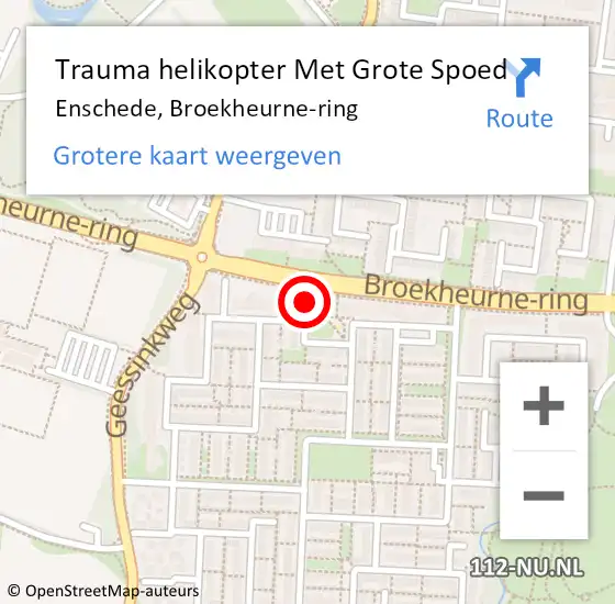 Locatie op kaart van de 112 melding: Trauma helikopter Met Grote Spoed Naar Enschede, Broekheurne-ring op 26 september 2024 09:36