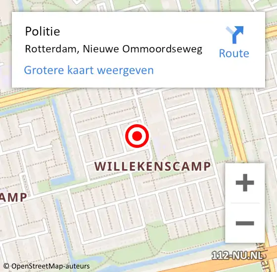 Locatie op kaart van de 112 melding: Politie Rotterdam, Nieuwe Ommoordseweg op 26 september 2024 09:37