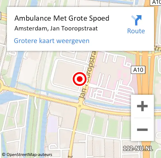 Locatie op kaart van de 112 melding: Ambulance Met Grote Spoed Naar Amsterdam, Jan Tooropstraat op 21 oktober 2014 12:27