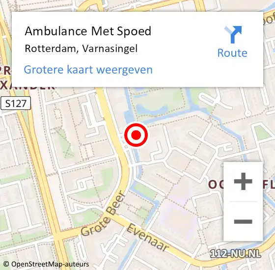 Locatie op kaart van de 112 melding: Ambulance Met Spoed Naar Rotterdam, Varnasingel op 26 september 2024 09:40