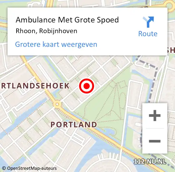 Locatie op kaart van de 112 melding: Ambulance Met Grote Spoed Naar Rhoon, Robijnhoven op 26 september 2024 09:46