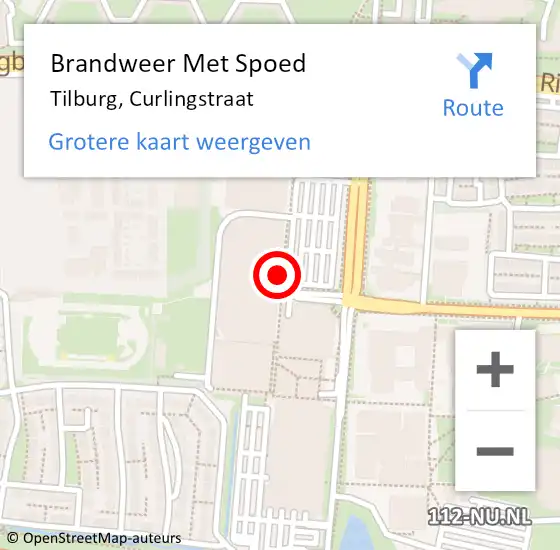 Locatie op kaart van de 112 melding: Brandweer Met Spoed Naar Tilburg, Curlingstraat op 26 september 2024 10:02