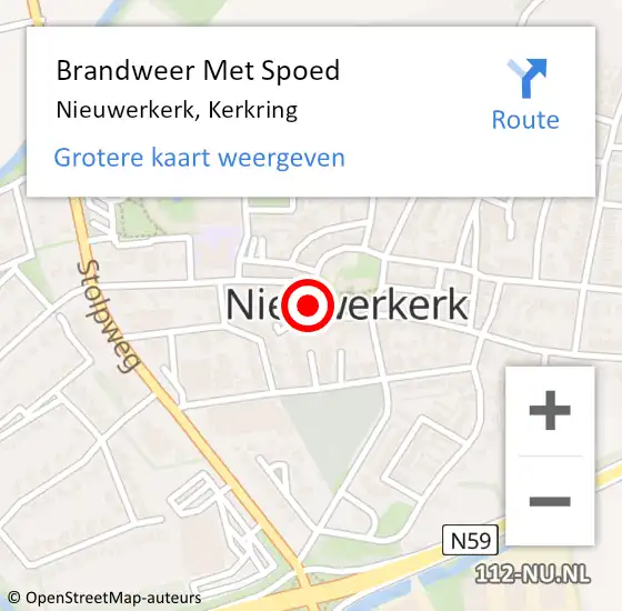 Locatie op kaart van de 112 melding: Brandweer Met Spoed Naar Nieuwerkerk, Kerkring op 26 september 2024 10:02