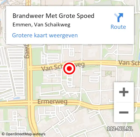 Locatie op kaart van de 112 melding: Brandweer Met Grote Spoed Naar Emmen, Van Schaikweg op 26 september 2024 10:04