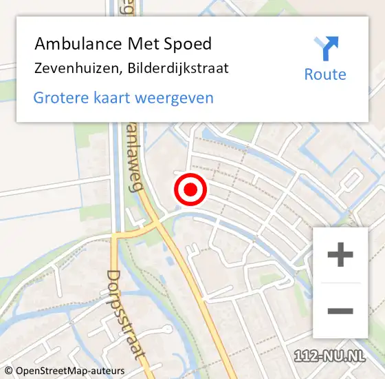 Locatie op kaart van de 112 melding: Ambulance Met Spoed Naar Zevenhuizen, Bilderdijkstraat op 21 oktober 2014 12:29