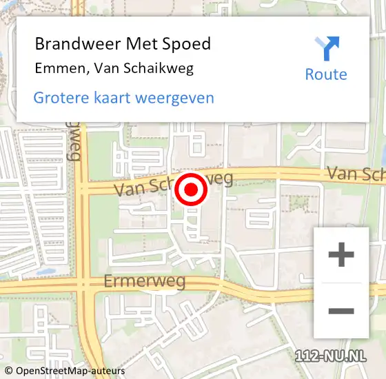 Locatie op kaart van de 112 melding: Brandweer Met Spoed Naar Emmen, Van Schaikweg op 26 september 2024 10:09