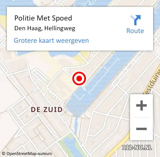 Locatie op kaart van de 112 melding: Politie Met Spoed Naar Den Haag, Hellingweg op 26 september 2024 10:11