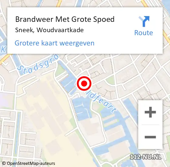 Locatie op kaart van de 112 melding: Brandweer Met Grote Spoed Naar Sneek, Woudvaartkade op 26 september 2024 10:16