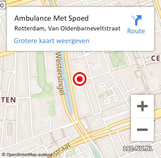 Locatie op kaart van de 112 melding: Ambulance Met Spoed Naar Rotterdam, Van Oldenbarneveltstraat op 26 september 2024 10:38